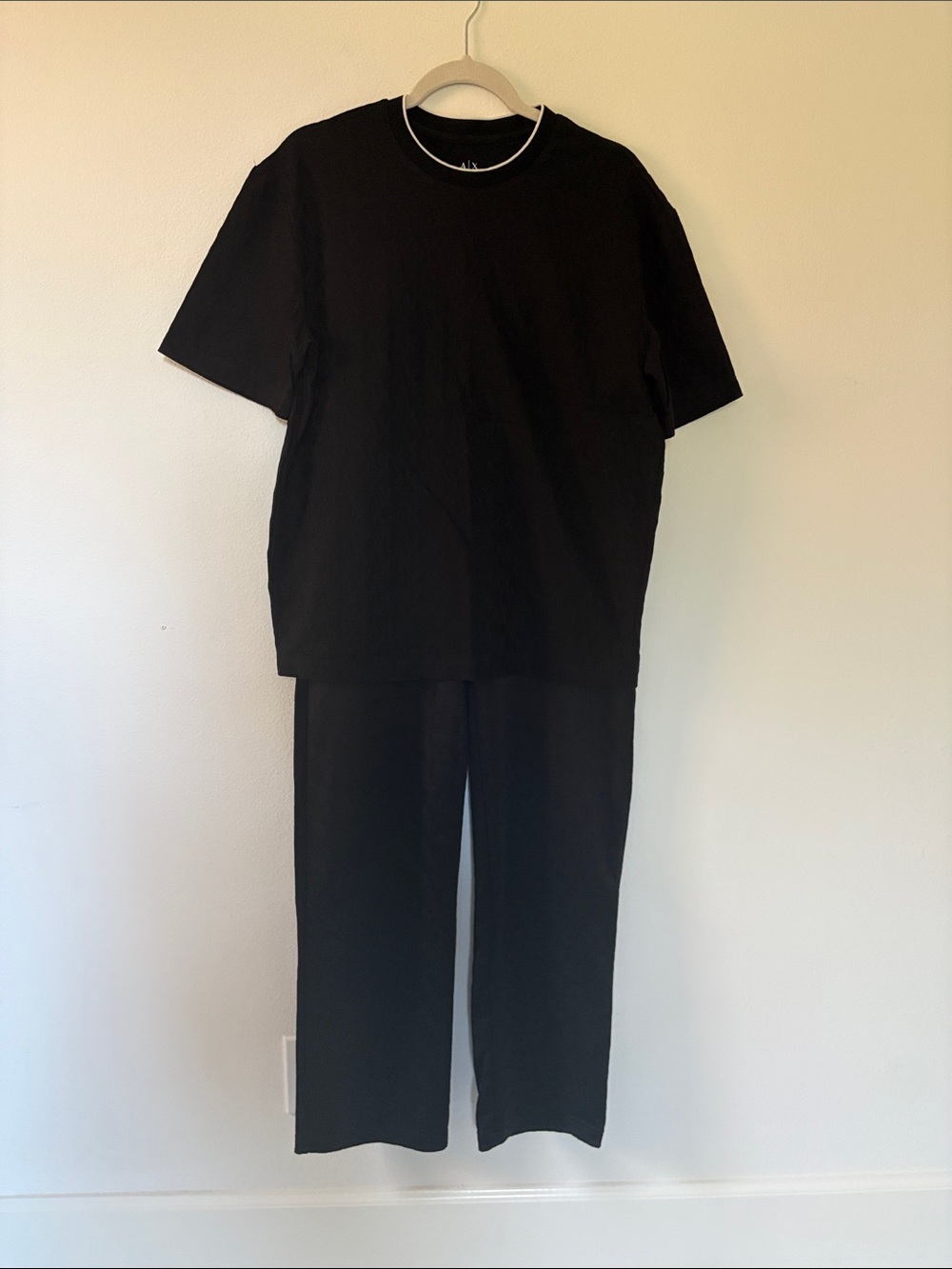 Armani Exchange Men's Black Tee and Jogger Set
